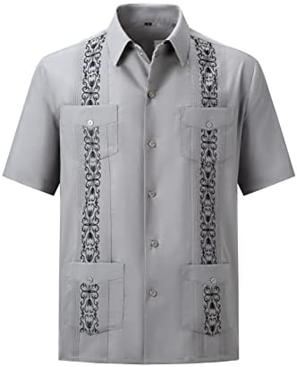 Мъжки ризи Guayabera С къс ръкав, Ежедневни Ризи на Бутоните