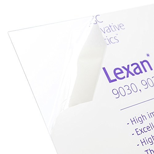 Пластмаса 2000 Лист Lexan - Поликарбонат с Дебелина 0,060 инча - 1/16 инча, Прозрачен, с Номинална размер 12 x 12