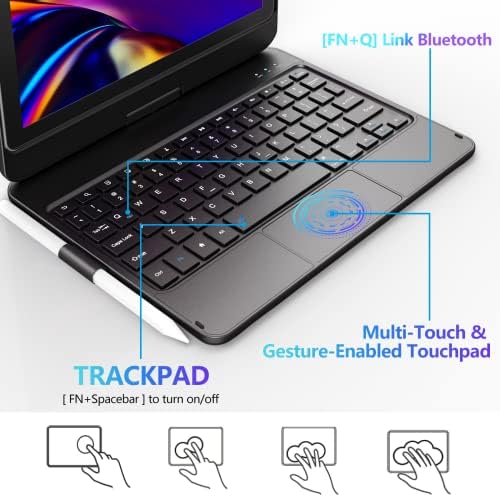 Калъф с чувствителни на допир клавиатура за чисто нови таблети на Fire HD 10 и Fire HD 10 Plus (11-то поколение 2021 година на издаване) 10,1 , с възможност за завъртане на 360 °, клавиатура със сензорен панел и притежател