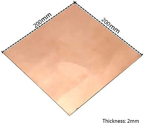 XUNKUAENXUAN Метална Мед Медно фолио лист 0,8 мм 200 мм x 200 мм, Метални парчета, с високо качество, латунная плоча 200 * 200 * 1 мм (размер: 200 * 200 * 2 мм)
