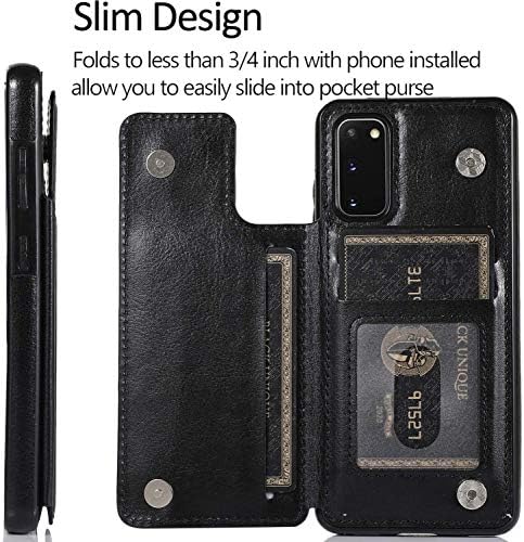 Чанта-портфейл за Samsung Galaxy Note 10 Lite (2020 г.), калъф-поставка от изкуствена кожа ZYZX Galaxy M60S с отделения за карти, Двоен обтегач и здрав, устойчив на удари калъф за Samsung Galaxy A81, черно-SK