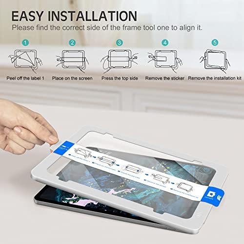 KingBlanc Нов калъф за iPad Pro 11 инча 2022/2021/2020 4th / 3rd / 2nd и HD Clear [Инсталиране на 1 докосване] Защитно фолио за екрана, smart-калъф от веганской кожата премиум-клас и закалено стък?