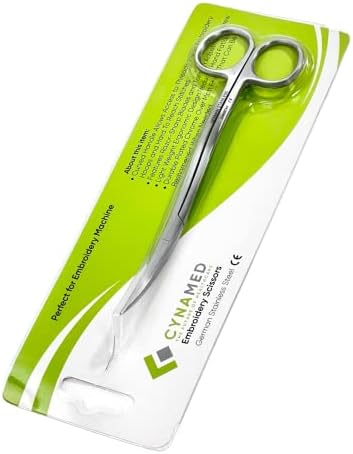 Cyanmed 1 Ea Premium 6-Инчов Извити ножици за бродиране с извита дръжка, идеални за машинна бродерия от неръждаема стомана, ниско тегло