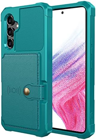 Калъф WEFOR за Samsung Galaxy A14 5G - Чанта-портфейл с джобове за карти от изкуствена кожа, флип-надолу делото за Samsung Galaxy A14 5G (зелен)