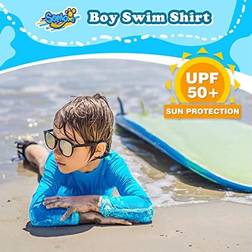 Риза за плуване с Защита от Акне за Момчета, Дълъг Ръкав за Деца, Детска Водна Риза със Защита От Акне UPF + 50, Риза За Плуване, Бански костюм