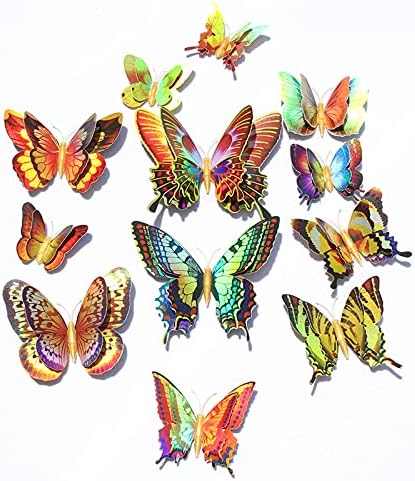 12 бр. Декор във формата на пеперуда с Двойни Крила, 3D Декор във формата на пеперуда на стената, 4, Размер, Декорация във формата на Пеперуда за Хубаво у Дома, на Детската Стая, Бижута във формата на Пеперуда на Рожден