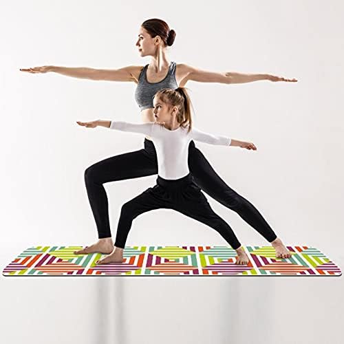 Дебел нескользящий постелката за йога и фитнес 1/4 с Геометричен принтом за практикуване на Йога, Пилатес и фитнес на пода (61x183 см)