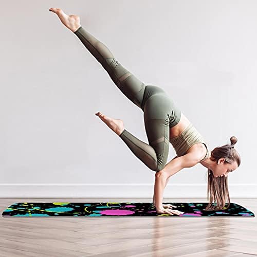 Дебел нескользящий постелката за йога и фитнес 1/4 с Цветни принтом под формата на Спрей за практикуване на Йога, Пилатес и фитнес на пода (61x183 см)