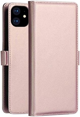 Калъф Earworld iPhone11, Кожен Портфейл, Защитен Калъф за цялото тяло с 3 Притежатели на карти, Поставка с Магнитна закопчалка, флип-надолу корица-Фолио за iPhone 11 (Розов)