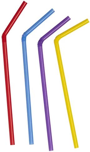 [Размер на 250] Гъвкави за Еднократна употреба пластмасови сламки за пиене - Височина 7,75 инча - Различни цветове