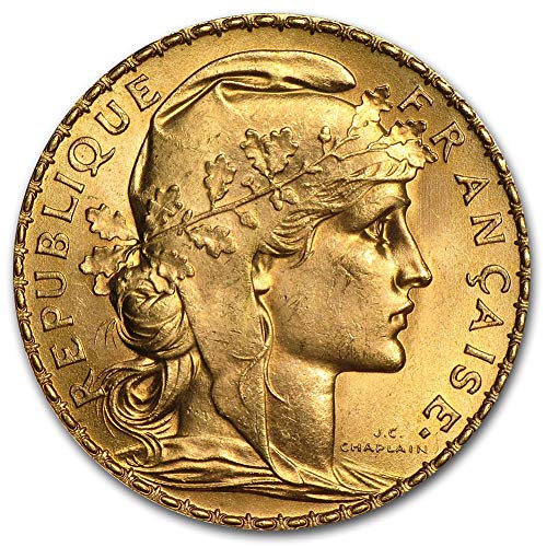 1899-1914 (Случаен година) Френска златна монета във формата на Петел, Лъскава, без да се прибягва, със сертификат за автентичност от 20 франка БУ