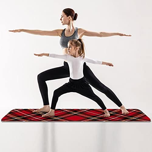 Килимче за йога с шарките в клетката Siebzeh Червен Премиум-клас, в екологично Чист Гумена подложка за здраве и фитнес, Нескользящий Мат за всички видове упражнения, йога и пилатес (72 x 24x 6 мм)