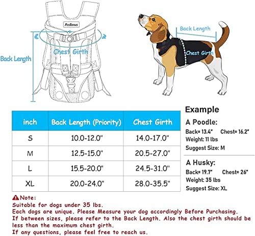 Раници за носене на кучета PetBonus Пет Front, Регулируем Переноска за раница за кучета, Удобно переноска на крака за кучета със средни размери, Предната переноска за куче