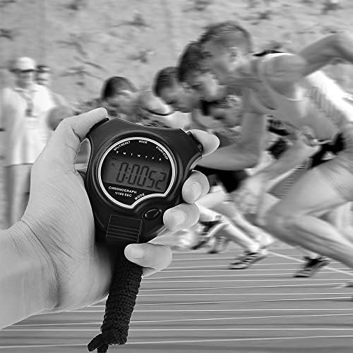 Спортен дигитален хронометър Tvorvik, голям дисплей, точност 1/100 от секунда, функции за дата и аларма, е подходящ за треньор, съдия, фитнес, тренировки (без обратно броене, без звук)