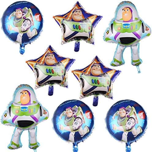 8 бр., празнични балони от фолио, в стил играчки, аксесоари за декорация на рождения ден на Базза Лайтера (опаковка от 8 броя)