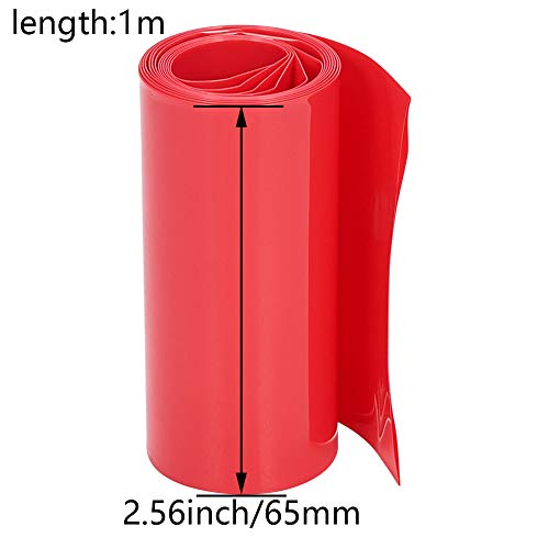 Heyiarbeit Акумулаторна Свиване Филм PVC Свиване на Тръбата е Плоска Ширина 65 мм, Дължина 1 м, за Голям Акумулаторни батерии Power Red