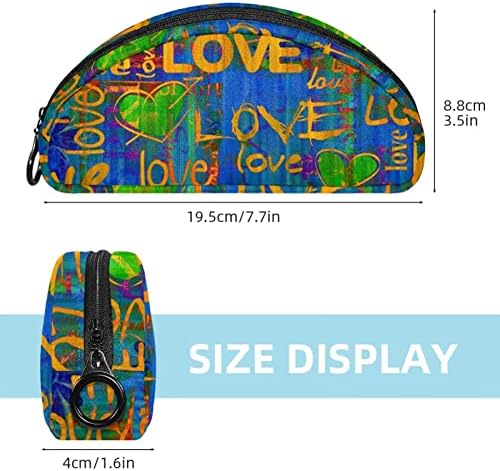 TBOUOBT козметични чанти за Жени, Косметичка За Пътуване, Аксесоари за Тоалетни Принадлежности, Органайзер, Psyche Doodle Art Love Heart
