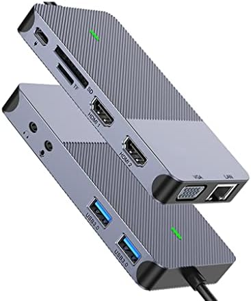 YASEZ USB Хъб С 3.0 Докинг Станция Троен Дисплей Dual VGA USB Адаптер, USB Сплитер C Hub Аксесоари За КОМПЮТРИ