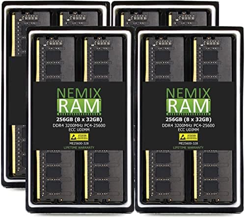 256 GB (8x32 GB) DDR4-3200 Mhz PC4-25600 ECC UDIMM 2Rx8 1,2 В Небуферизованная сървър памет от NEMIX RAM