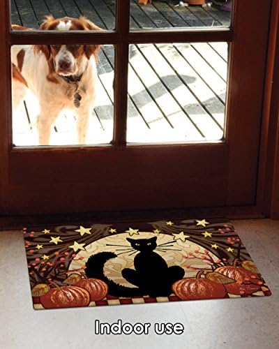 Toland Home Garden 800286 Moonlight Cat Есента Врата на Мат 18x30 Инча Котка Външен Подложка за Антре с Вътрешен Вход