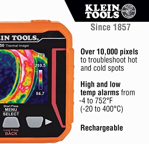 Акумулаторна термични камера Klein Tools TI250, камерата показва повече от 10 000 пиксела с 3 Цветови палитрами и подобрени устройство за търсене на автоматичен прекъсвач ET450 и комплект за проследяване на кабели