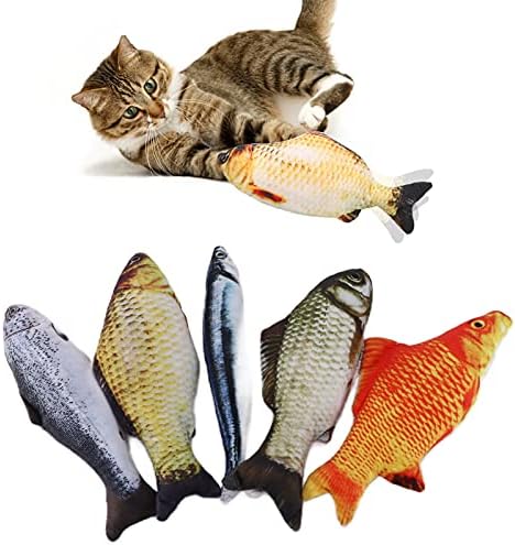 Коча билка Рибка Играчки за котки от 5 Опаковки - Имитация на Формата на Риба Реалистична Космати Кукла от коча Интерактивни Домашни Любимци Възглавница за Дъвчене, за да проверите за Ухапване на Котка Коте Кити