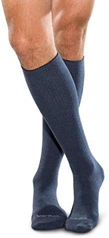 Безшевните чорапи SmartKnit до прасците, 3 опаковки за диабет, артрит или чувствителни стоп (черни, бели, тъмно-сини - Големи)