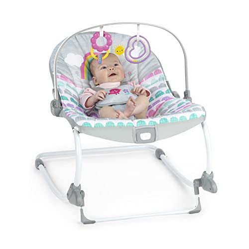 Люлеещ се стол Bright Starts Rosy Rainbow за Бебета и малки Деца с Вибрации, Детско столче за Момиче или Момче, Новородено +
