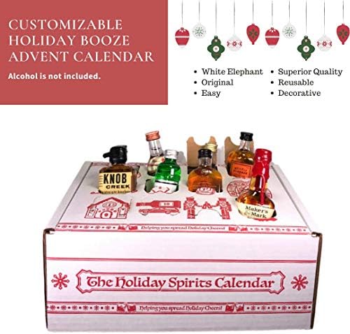 Адвент-календар за алкохолици и възрастни | Подарък към преяждане и вино за Коледа 2022 | Идея за подарък Много Бяло Слону и любовница празнични партита | Алкохол в комплекта не е включена (5 спиртни напитки)
