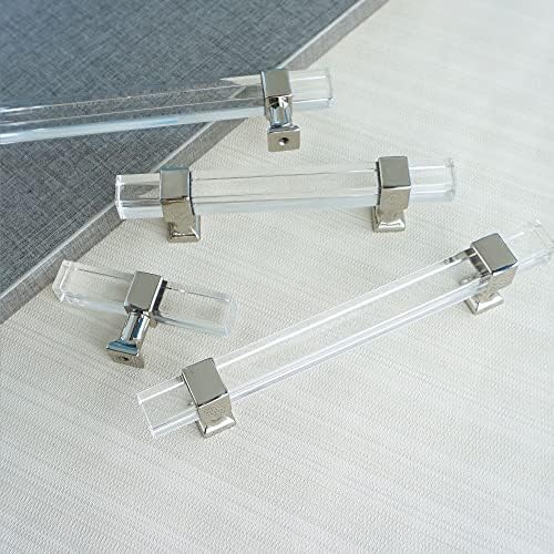 MFYS Прозрачна Акрилна чекмеджето Дърпа Дръжката на Гардероба Спални Кухненски шкаф Дръжки на Вратите Дърпа (Т-образна дръжка с Дължина 50 мм)