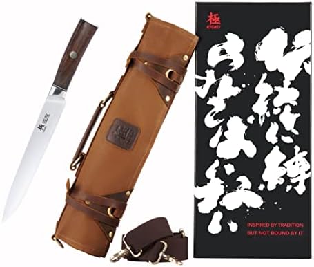 Разделочный Нож серия от KYOKU Daimyo + Професионален Roll Чанта за нож на Главния готвач Кафяв Цвят