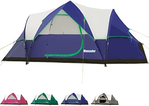 Семеен Кемпинговая палатка Mansader за 6 Души, Водоустойчив Ветрозащитная с Дождевиком Отгоре, Лесна Инсталация, Всплывающая Палатка за Туризъм на открито