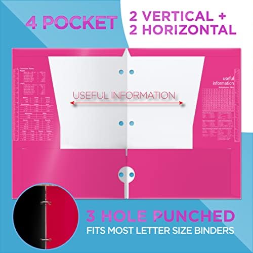 4 Джоба папки за лъскава ламинирани хартия (12 опаковки), 3 портфейл за дыроколов, разнообразни ярки и основни цветове, от по-Добро Office Products