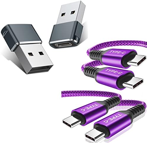 Комплект адаптери USB C за да се свържете с кабел към конектора за зарядно устройство Type C мощност 100 Вата за PD 10 фута, съвместим с MacBook Pro M1, S21 21, iPad Pro Air 4 4th 2020 г., Samsung Galaxy N