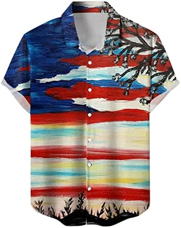 Bmisegm Летни Ризи за Мъже, Мъжки Ежедневни Риза в стил мозайка с принтом на Деня на Независимостта на САЩ, Къси Тениски за Малки