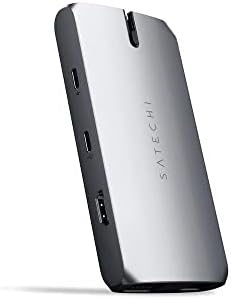 Многопортовый адаптер Satechi USB C, хъб USB C 9 в 1, Многопортовый адаптер в движение – за M2/ M1 MacBook Pro /Air, M2/ M1 iPad Pro/Air, M2, Mac Mini, iMac M1 (сив космически)