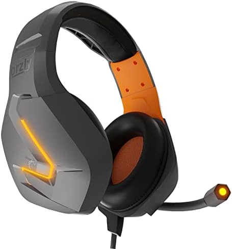 Детска слушалки Orzly (orange) за PC и конзоли PS5, PS4, Xbox Series X | S, Xbox ONE, Nintendo Switch и Google Stadia със стерео звук с микрофон с шумопотискане - Hornet RXH-20 Vesuvius Edition