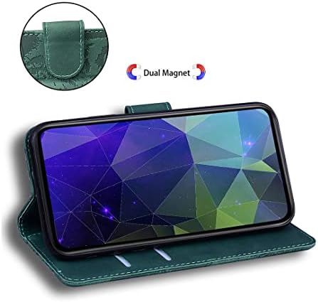 Калъф SATURCASE за Realme 8 5G, Готин калъф от изкуствена кожа с релефни Тигър, флип-надолу Поставка за чантата си на двоен Магнит, Отделения за карти, Защитен калъф за Realme 8 5G (зелен)