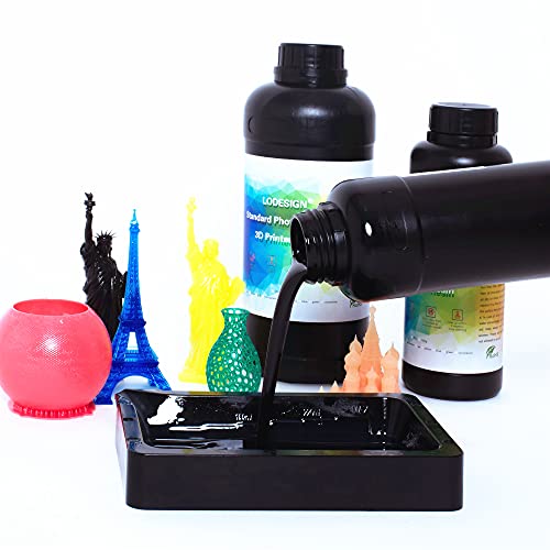 Стандартна Фотополимерная Смола за 3D-принтер LODESIGN, 405 nm UV-Отверждаемая Смола, с Нисък Мирис, с Ниско Свиване, висока инжекция Печат за LCD 3D-Принтери, Сив, 1000 г