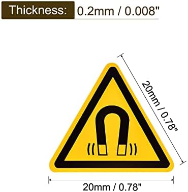 Триъгълник PATIKIL Предупредителен знак Пазете се от магнитното поле на Самоклеящийся Жълт с Черни надписи 20 мм/0,78 инча за повърхността на машини, инструменти и оборудване Опаковка от 10