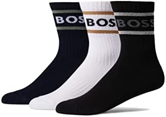 Обикновена Памучни Чорапи BOSS Men ' s от 3 опаковки с Удебелен Лого