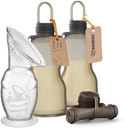 Комплект Силиконови Ръчни Молокоотсосов haakaa 5,4 грама и Множество Чанта за съхранение на кърма 9 грама - Молокосборник | Ловецът на течове | Запечатани Опаковки за съ?