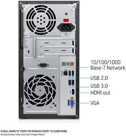 Настолен компютър HP Pavilion, Intel Core i5-7400, 16 GB оперативна памет, 1 TB твърд диск, 256 GB SSD памет, Windows 10 (570-p022, черен)