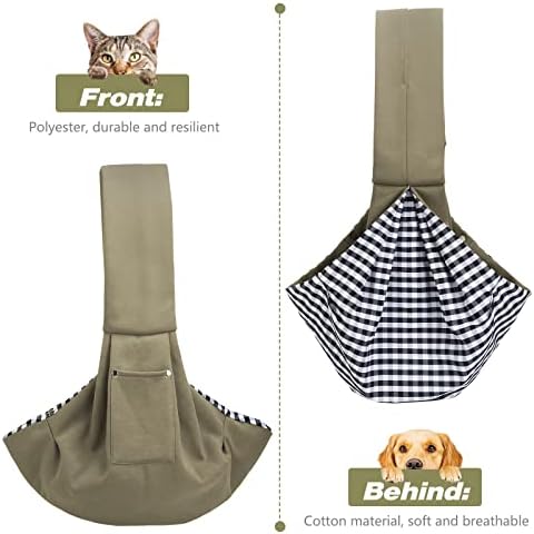 Прашка-Переноска Yummy Sam за малки кучета, Дишаща Памучен чанта за разходки на домашни Кученца без ръце, Двустранен Реверсивная чанта за котки с Широк джоб на раменна рамо за покупки на открито (Зелено)