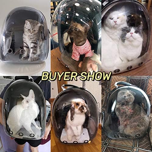 Чанта-Переноска Seven Master Cat Backpack Bubble Bag, Космическа Капсула за домашни любимци за малки кучета и котки, Прозрачен раница с мехурчета за туризъм и разходки, пътувания и използване на открито - Черен (Класически)