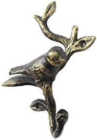 Декоративна Кука за Птици Hampton Морски Rustic Gold От ковано Желязо в Селски стил 6 инча - Желязната Кука - Bird Decor