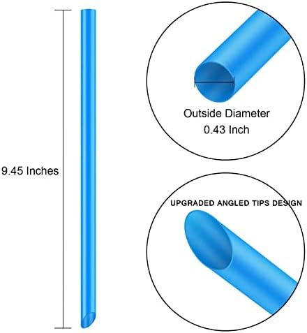 [В индивидуална опаковка] ЪГЛОВИ УШИ 100 бр. Еднократна употреба соломинок за шейкове Джъмбо и Боб, Широки цветни сламки за мляко и млечни шейкове, Пластмасови сламки за пиене, НЕ съдържа BPA (дължина 9,45 инча и диаметър
