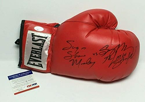 Червени боксови ръкавици Евърласт с автограф Шугър Шейн Мозли и Серхио Мора, подписани PSA