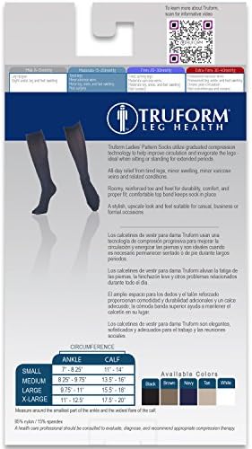 Компресия чорапи Truform, 15-20 мм живачен стълб. супена, Женски Тържествено чорапи, дълги от коляното до прасците, Бежово трико в рубчик, Среден (опаковка от 2 броя)