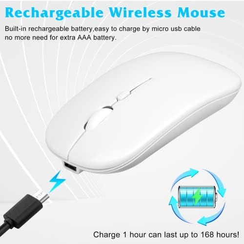 UrbanX Bluetooth Акумулаторна Мишка за лаптоп Dell Inspiron 15 3000 Безжична мишка Bluetooth, Предназначена за вашия лаптоп/PC/Mac/iPad pro/Компютър/ таблет/ Android Чисто бели на цвят